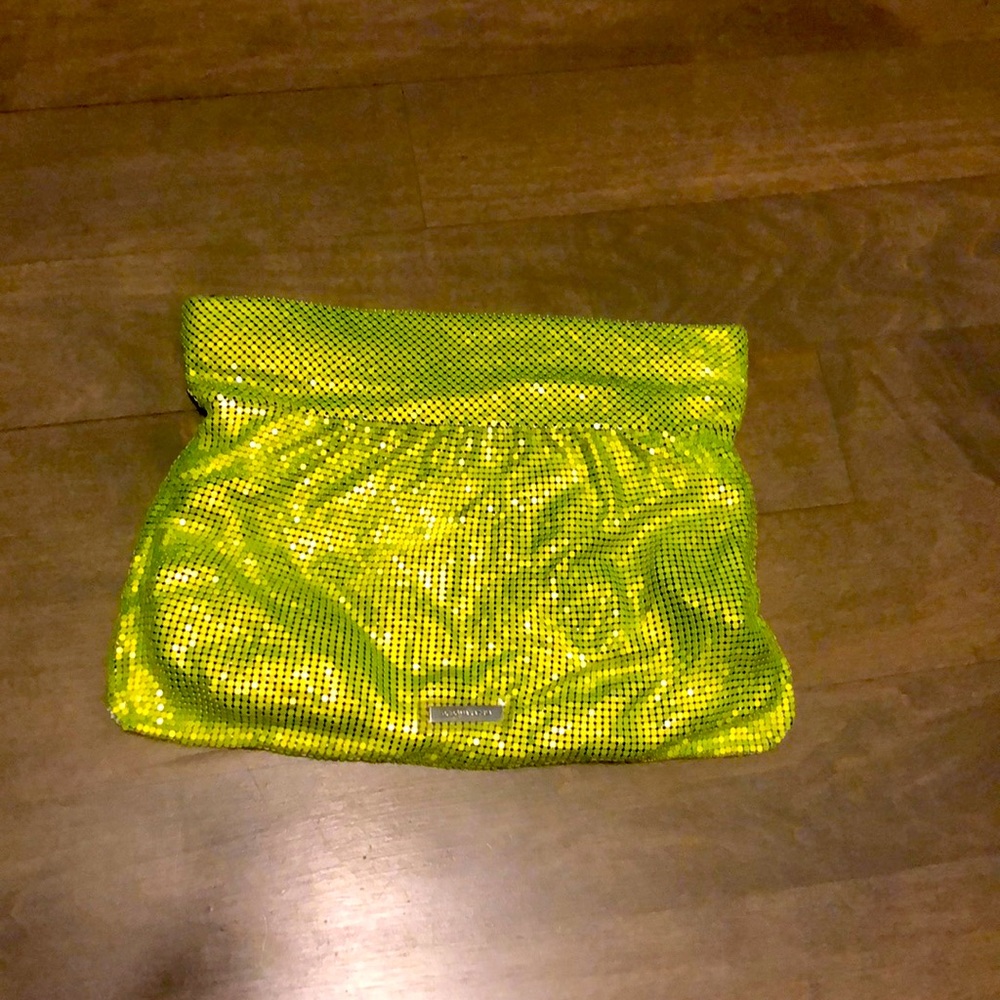 Lime green sequin clutch
